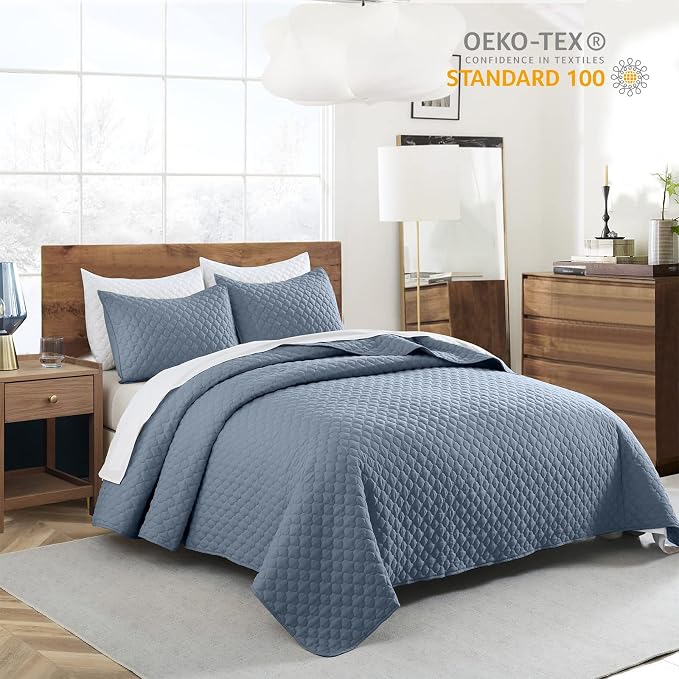 HORIMOTE HOME Quilt Twin Size Dusty Blue, Lightweight Quilt - Image 2