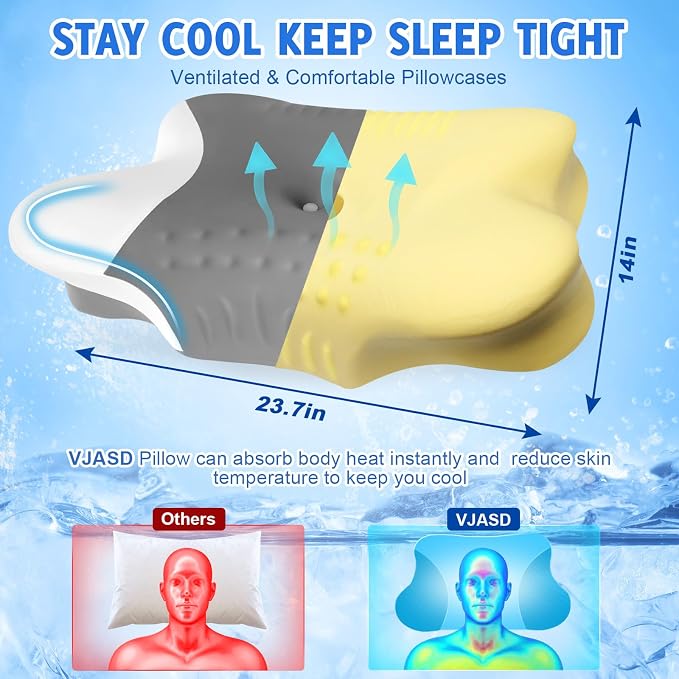 Cervical Neck Pillow for Side Sleepers – Cooling Contour Memory Foam Pillows - Image 6