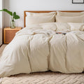 NEXHOME PRO Cotton Duvet Cover Oversized Queen 98"x98" Linen Look Textured by NEXHOMEPRO