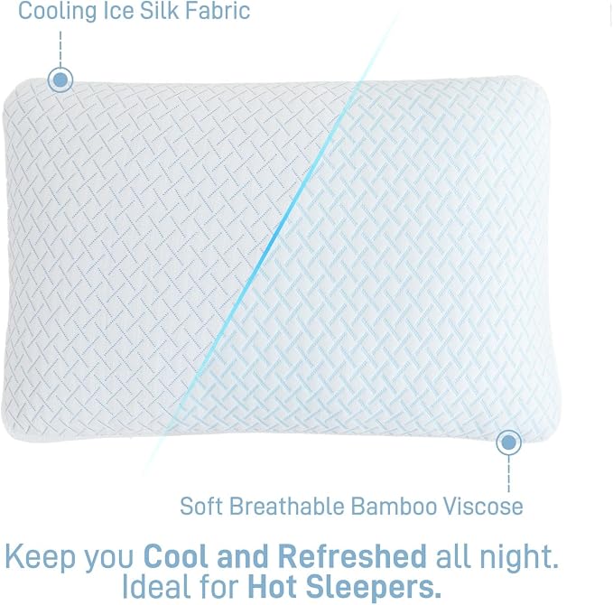 Ankwos Shredded Memory Foam Cooling Soft Bamboo Viscose Pillows Queen Size Set - Image 5