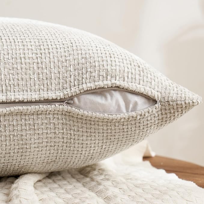 MIULEE Pack of 4 Couch Throw Pillow Covers 18x18 Inch Neutral Beige/Brown Soft - Image 7