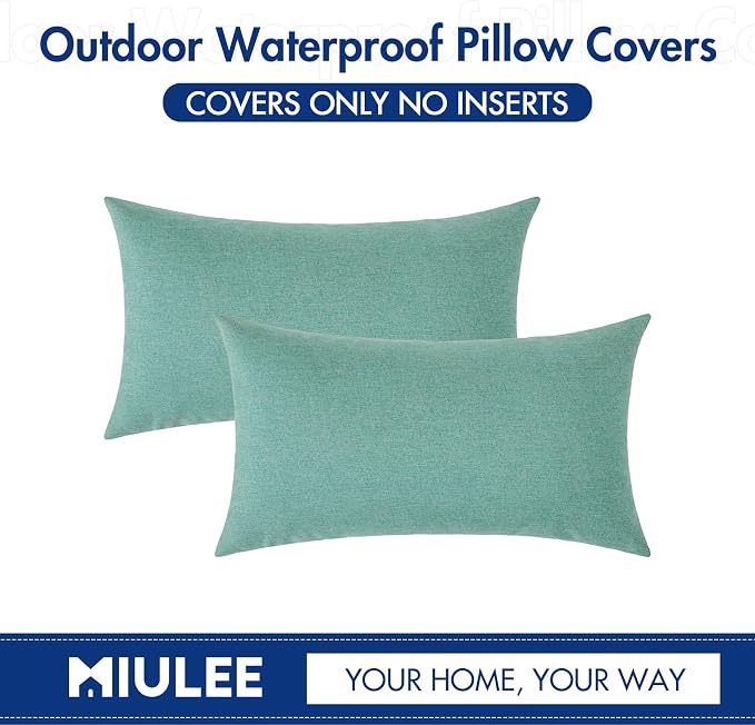 MIULEE Pack of 2 Decorative Outdoor Solid Waterproof Throw Pillow Covers Spring - Image 6