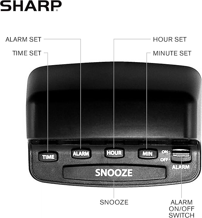 Sharp Digital Alarm Clock with Keyboard Style Controls, Battery Back-up - Image 4
