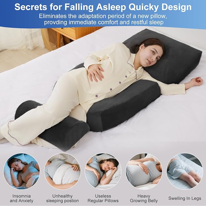 Pregnancy Pillows for Sleeping, 44.5 Inch Pregnancy Massage Pillow Full Body - Image 6