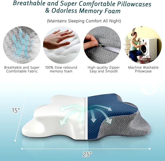 CHxxy Cervical Neck Pillow for Pain Relief Sleeping, Memory Foam Pillows - Image 7