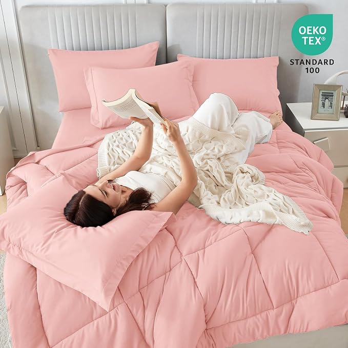 Sasttie Queen Comforter Set, Complete Bedding Set Includes Comforter, Flat Sheet - Image 5
