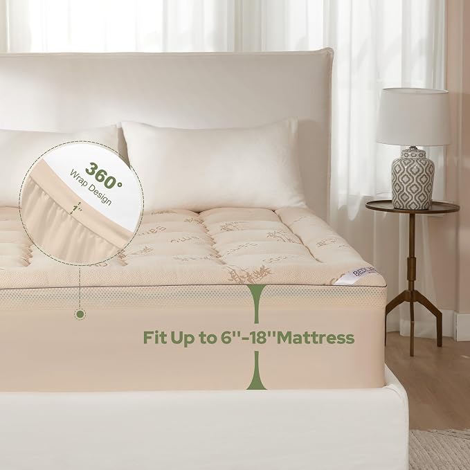 BEDLORE 4 Inch Memory Foam Mattress Topper King, 2-in-1 Dual Layer Design - Image 5