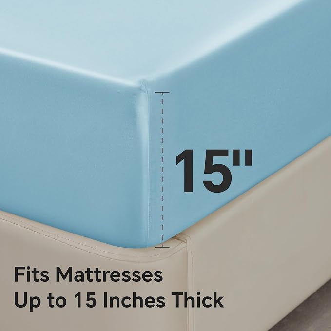 BEDELITE Satin Fitted Sheet and Pillowcase Set, Luxury Soft Similar to Silk - Image 4