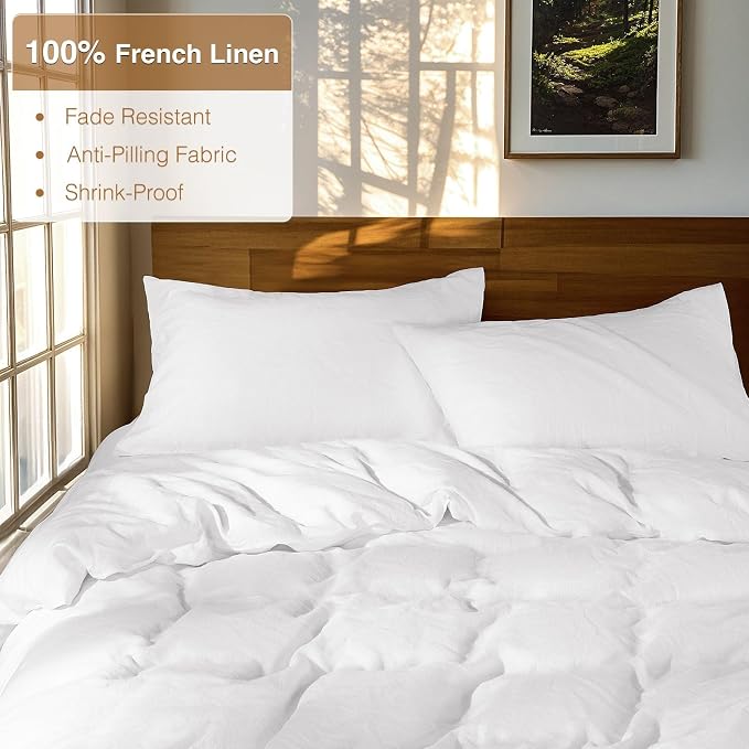 SONORO KATE 100% French Linen Duvet Cover King Size, Soft Breathable - Image 2