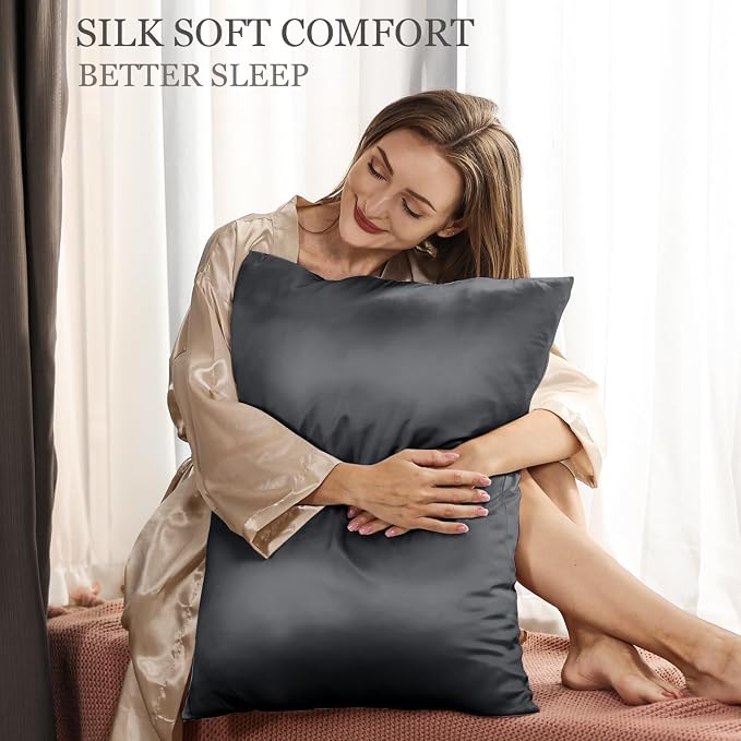 Adubor Mulberry Silk Pillowcase 2 Pack Pillow Cases - Image 2