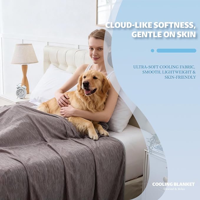 Cooling Blanket Queen Size, Cold Blanket Thin Lightweight Breathable Soft - Image 2