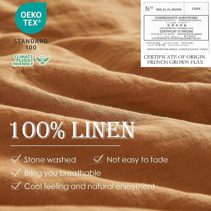 Simple&Opulence 100% Linen Duvet Cover Set 3pcs Basic Style Natural French - Image 2