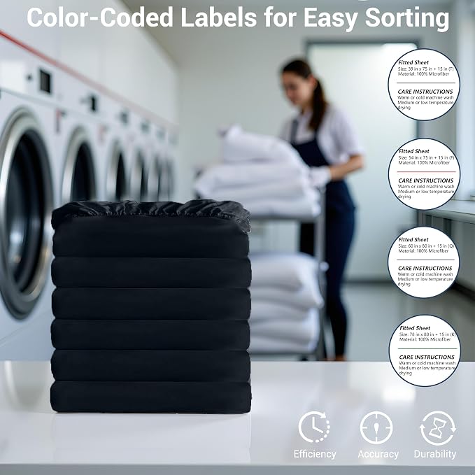 Bulk Twin Fitted Sheet Only Deep Pocket 6 Pack, Quick Sort Bottom Bed Sheets - Image 4
