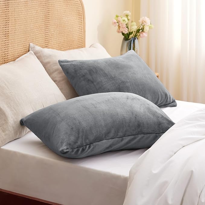 BEDELITE Flannel Pillow Cases Queen Size Set of 2, Super Soft Fleece Pillowcases - Image 2