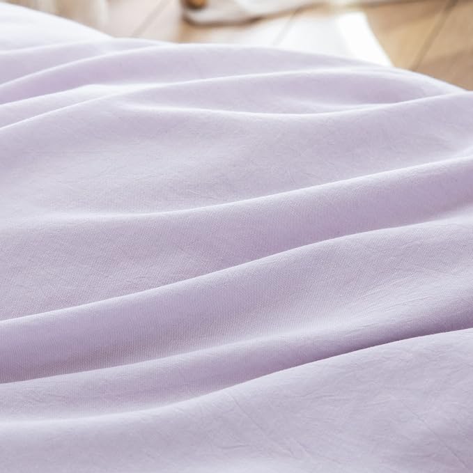 BESTOUCH Duvet Cover Set 100% Washed Cotton Linen Feel Super Soft Comfortable - Image 6