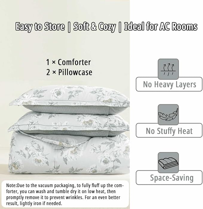LEMIROE Floral Cotton Comforter Queen Size - Image 7