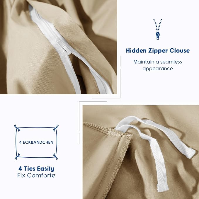 SONORO KATE 100% Egyptian Cotton Duvet Cover Queen Size, 1000 Thread Count - Image 8