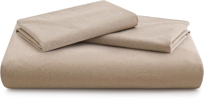 100% Washed Cotton Duvet Cover Set, Linen Like Natural Bedding Set - Image 7
