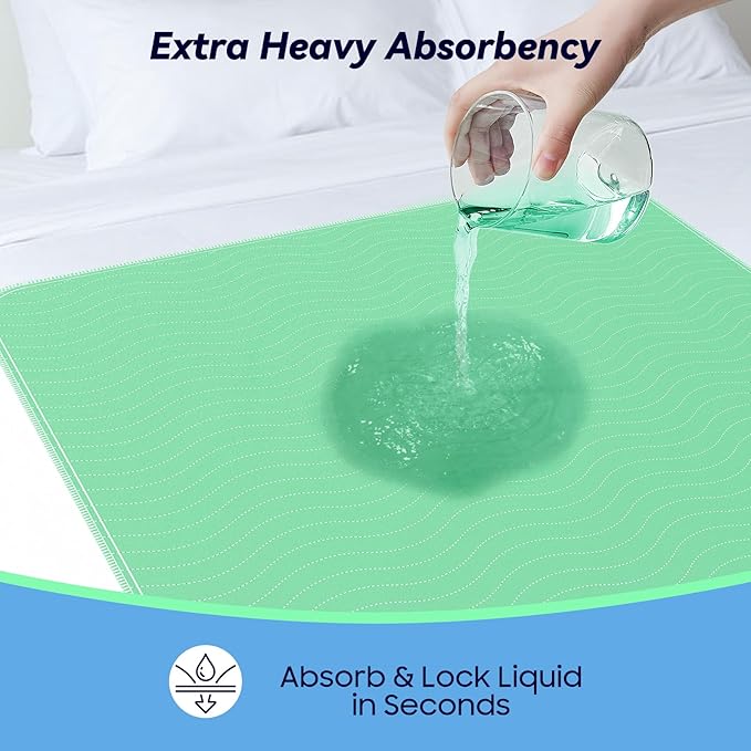 4 Pack 24” x 24” Extra Heavy Absorbency Washable Underpads, Waterproof Nursing - Image 3