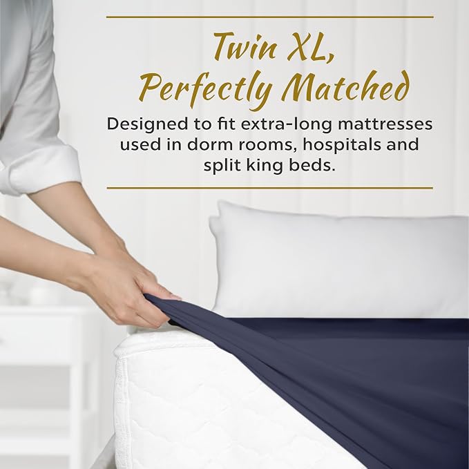 Microfiber 2 Navy Twin XL Fitted Bottom Bed Sheets 1800 Ultra Soft and Comfy - Image 2