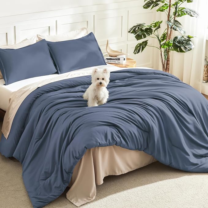 Litanika Comforters Bluish Grey California King Size, 3 Pieces Lightweight by Litanika