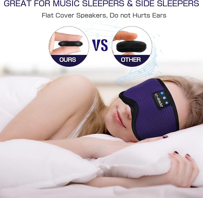 LC-dolida Sleep Headphones, Sleep Mask Bluetooth Wireless Music Eye Mask - Image 3