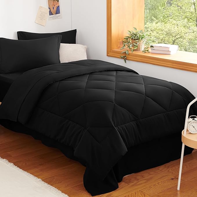 CozyLux Twin XL Comforter Set Black by CozyLux