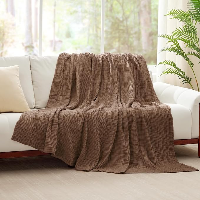100% Cotton Muslin Blanket 50" x 60", Breathable and Lightweight Cotton Throw - Image 2