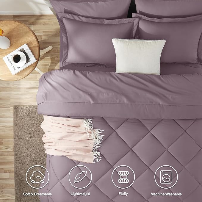 CozyLux Queen Comforter Set Dusty Purple - Image 2