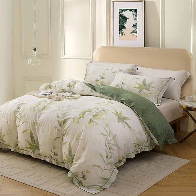 OAITE Duvet Cover Set King Size Floral Pattern 500 Thread Count Ultra Soft 100% - Image 2