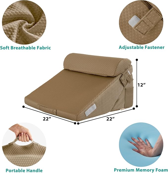 Bedluxe 3Pcs Orthopedic Bed Wedge Pillow Set, Foam Wedge Pillow Post Surgery - Image 3