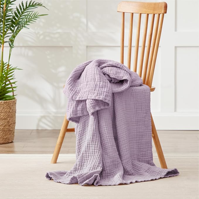 100% Cotton Muslin Blanket 50" x 60", Breathable and Lightweight Cotton Throw - Image 2