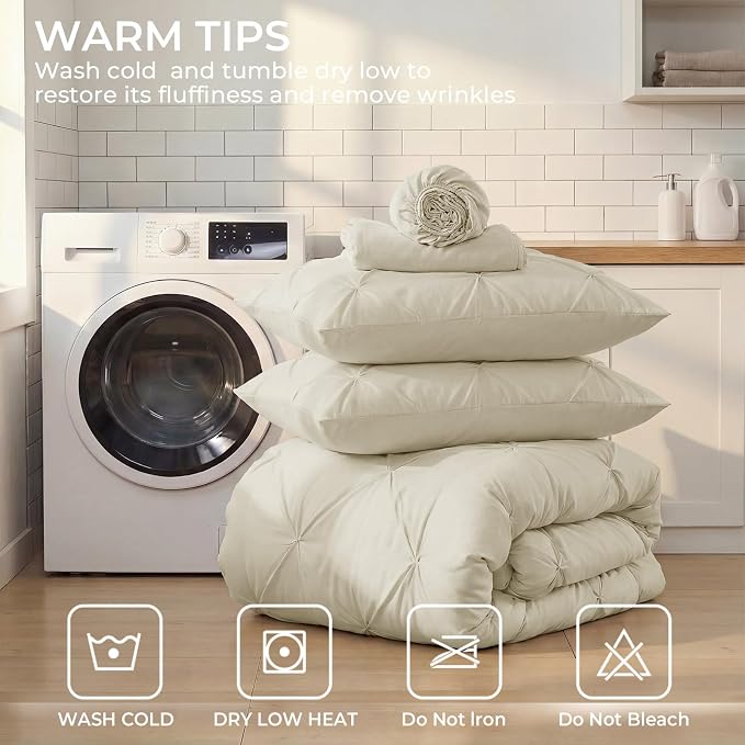 Sasttie Twin Comforter Set, 5-Piece Bed in a Bag, Pintuck Bedding Sets - Image 9