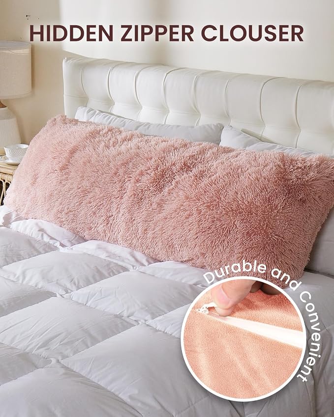 ZonLi Fuzzy Body Pillow Cover, Faux Fur Long Pillow Cover - Image 3