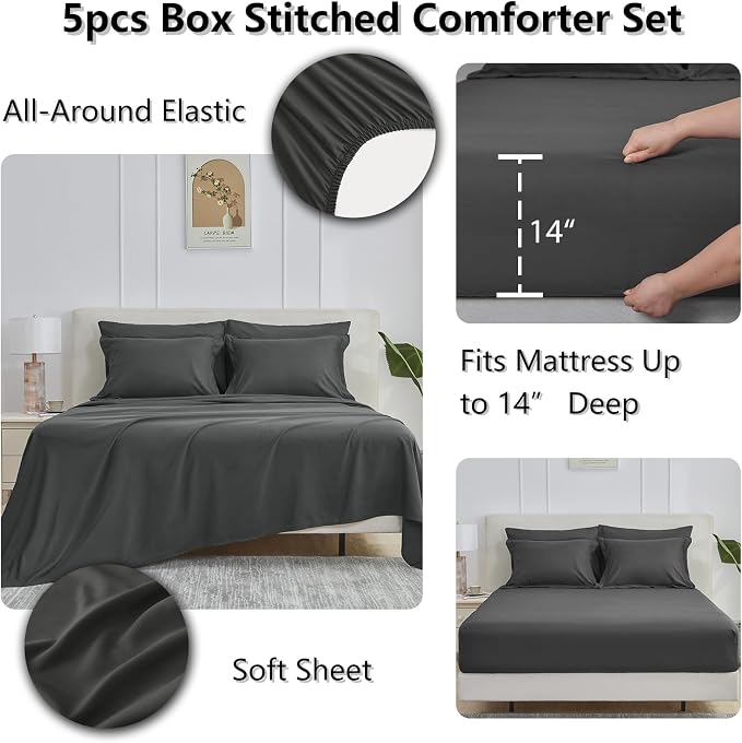 CozyLux Twin XL Comforter Set Dark Grey - Image 4