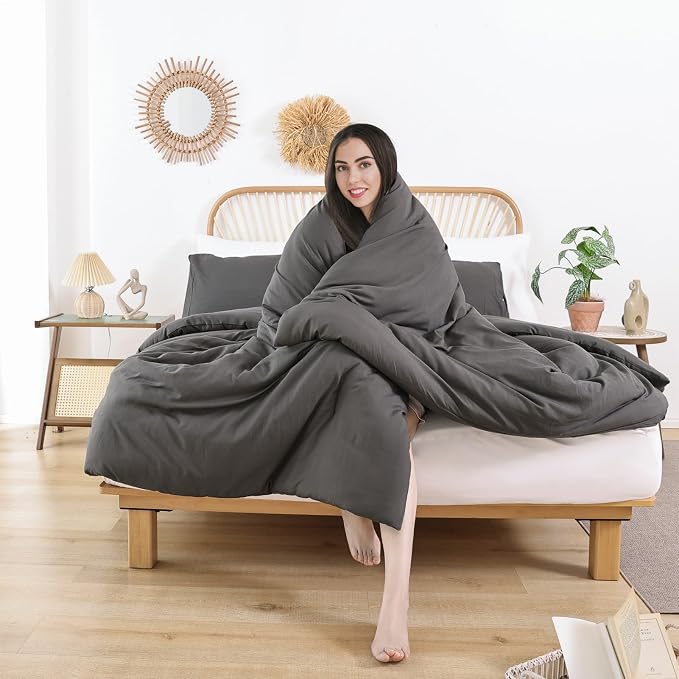 ROSGONIA Alaskan King Comforter 136x120, Charcoal Gray, 1 Extra Large King Size - Image 6