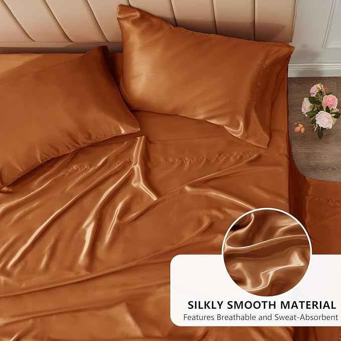 CozyLux Satin Sheets King Size Sheet Set - Image 3