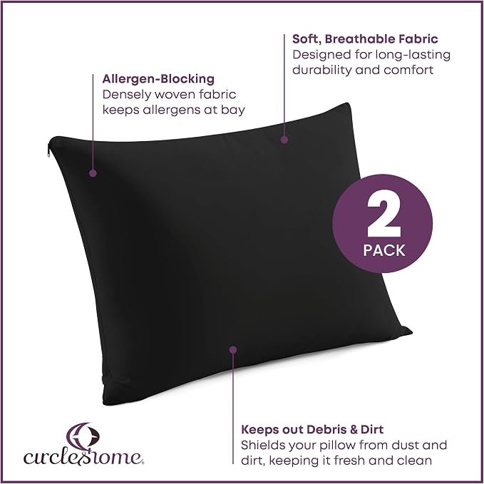 CirclesHome Pillow Protectors 2 Pack King Zippered - Image 2