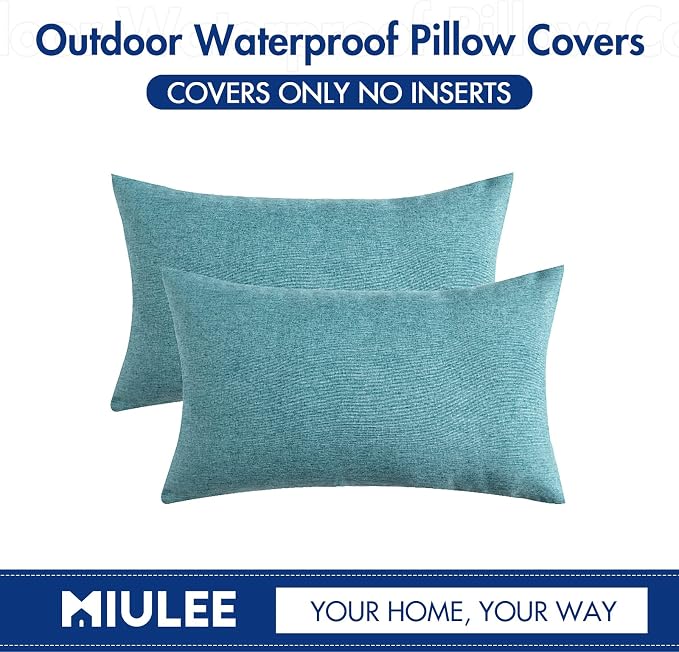 MIULEE Pack of 2 Decorative Outdoor Solid Waterproof Throw Pillow Covers Faux - Image 7