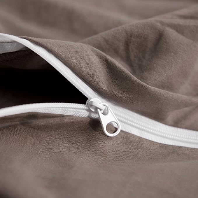 NEXHOME PRO 100% Washed Cotton Duvet Cover Full Size, Ogranic Natural Linen - Image 8