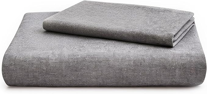 LOVQUE Light Grey Cotton Duvet Cover Twin Size, Linen Like Natural Bedding Set - Image 7
