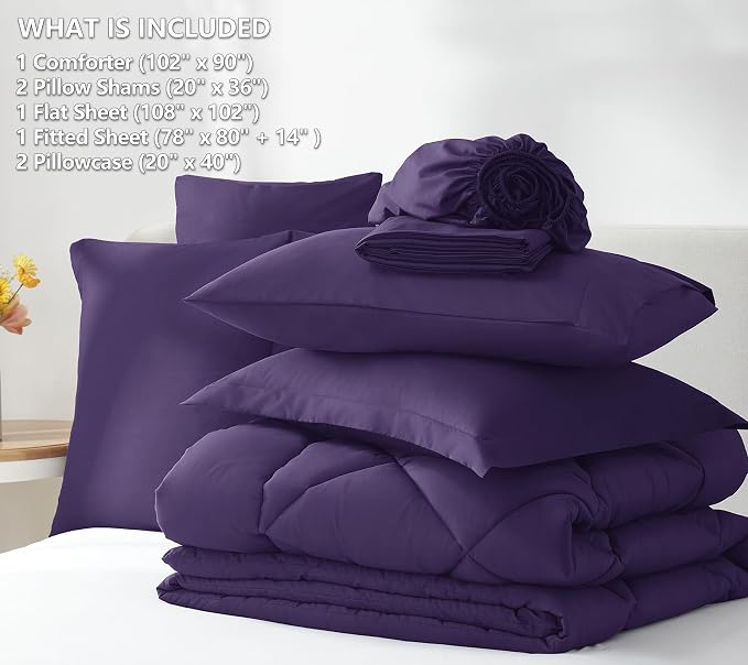 CozyLux King Size Comforter Set Purple - Image 6