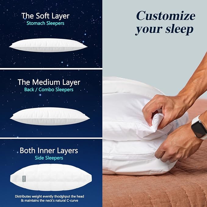 Nuzzle King Size Pillows Set of 4 Cooling Adjustable Pillows - Image 4