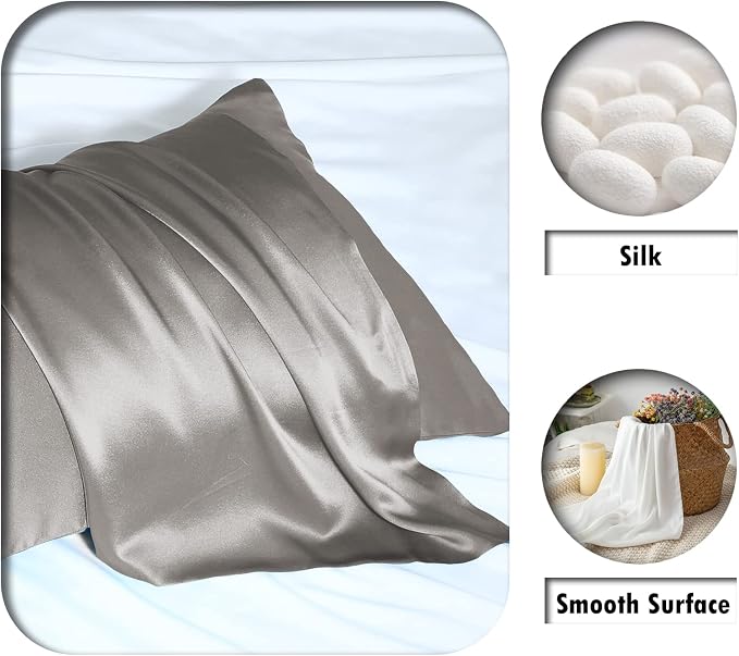 Silk Pillow Cases 2 Pack, Soft Breathable and Sliky Queen Size Pillow Cases Set - Image 2