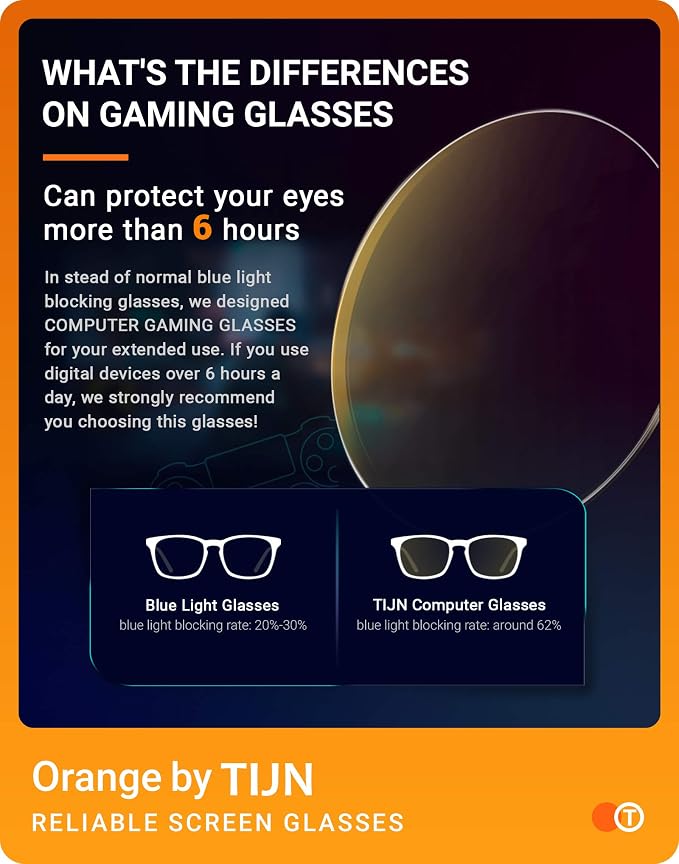 TIJN Gaming Glasses Blue Light Blocking Glasses - Image 3