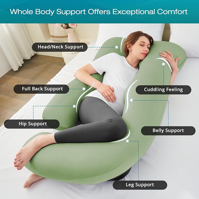 Sasttie Pregnancy Pillows for Sleeping, U Shaped Cooling Full Body Pillow - Image 2