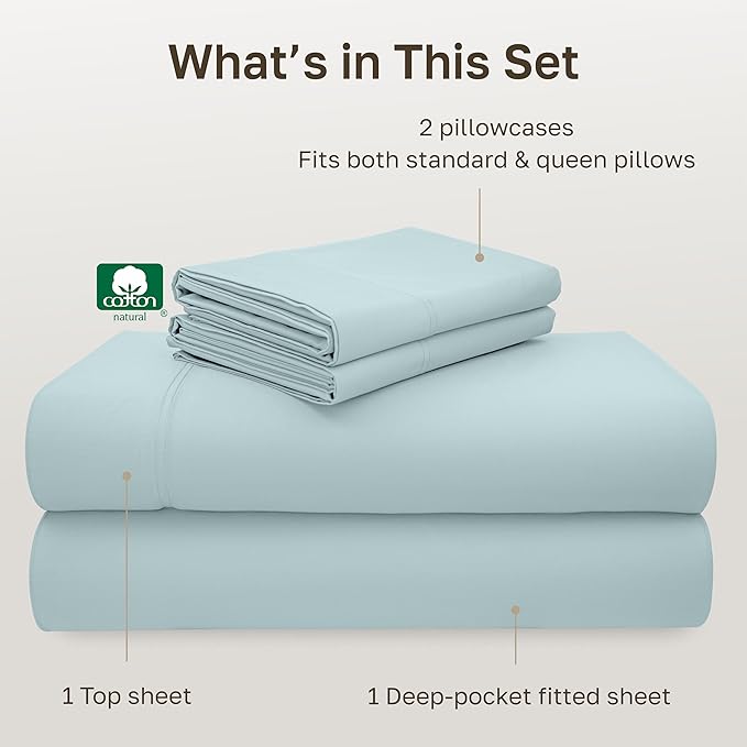 CALIFORNIA DESIGN DEN 5-Star Hotel 600 Thread Count 100% Cotton Sheets Set - Image 4
