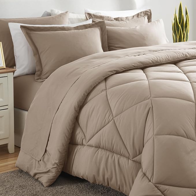 CozyLux Full Size Comforter Sets Khaki - Image 8
