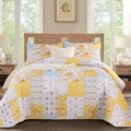 Anibedding Yellow Patchwork Quilt Set Queen Size Boho Floral Plaid Bedspread by Anibedding