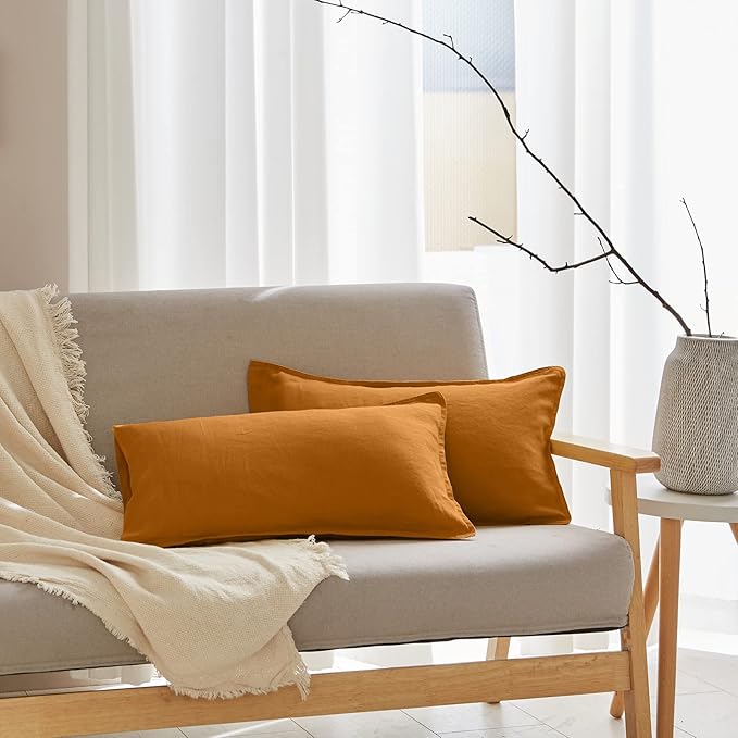 Simple&Opulence 100% Linen Lumbar Pillow Cover 12 x 20 Inches Set of 2 by SimpleOpulence